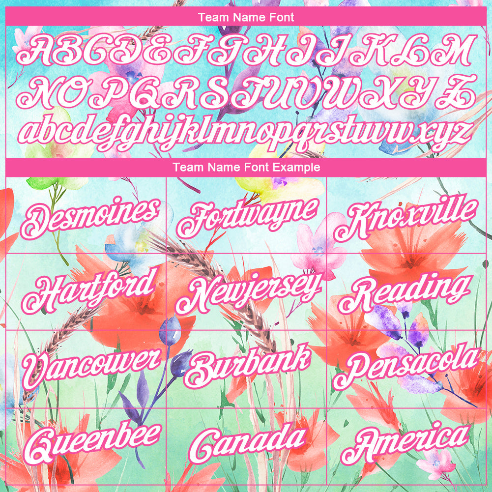Custom Lakes Blue White-Pink 3D Pattern Design Flowers Performance T-Shirt view 3