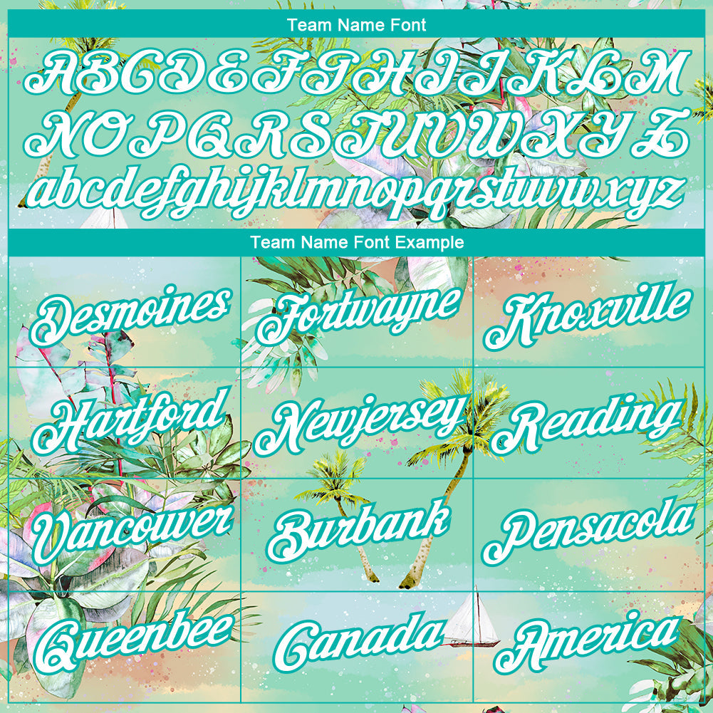 Custom Aqua White 3D Pattern Design Beach Hawaii Palm Trees Performance T-Shirt view 3