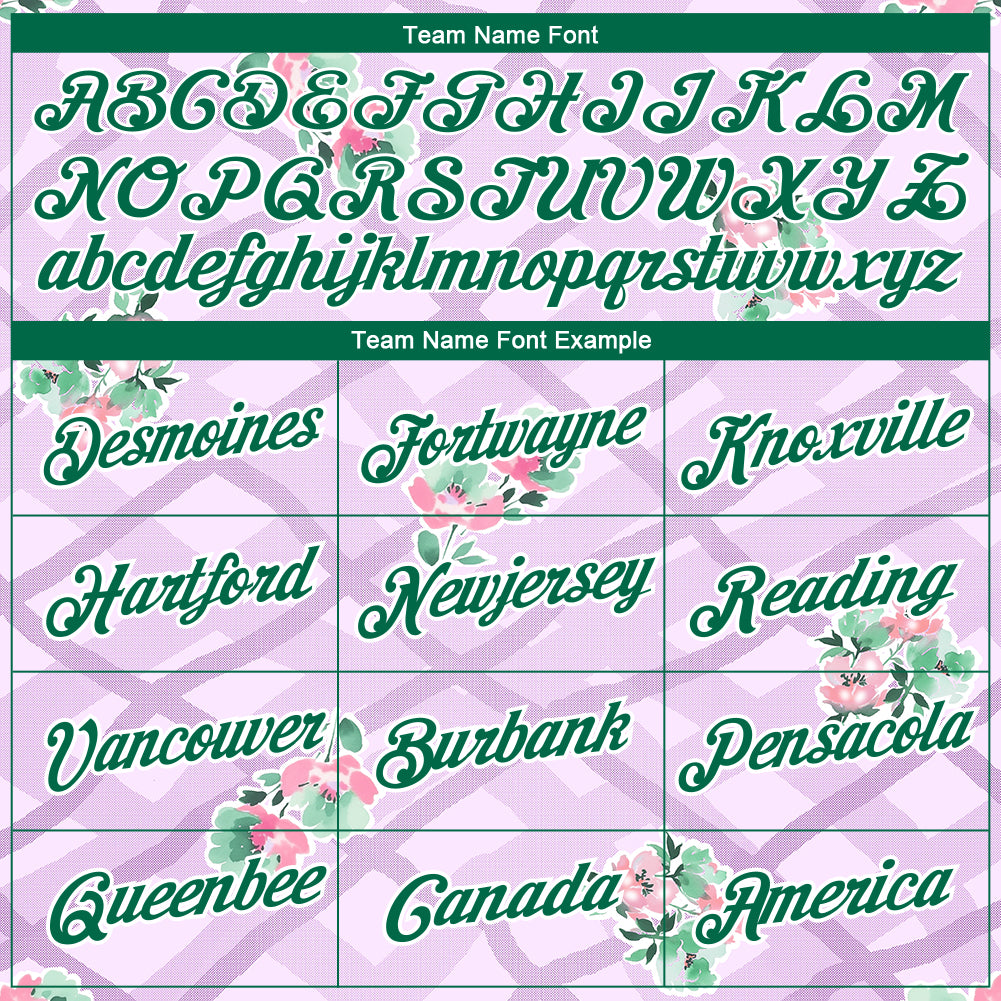 Custom Purple Kelly Green-White 3D Pattern Design Flowers Performance T-Shirt view 3