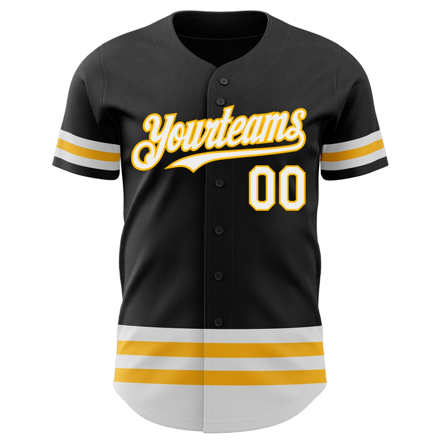Custom Black White-Gold Line Authentic Baseball Jersey view 2