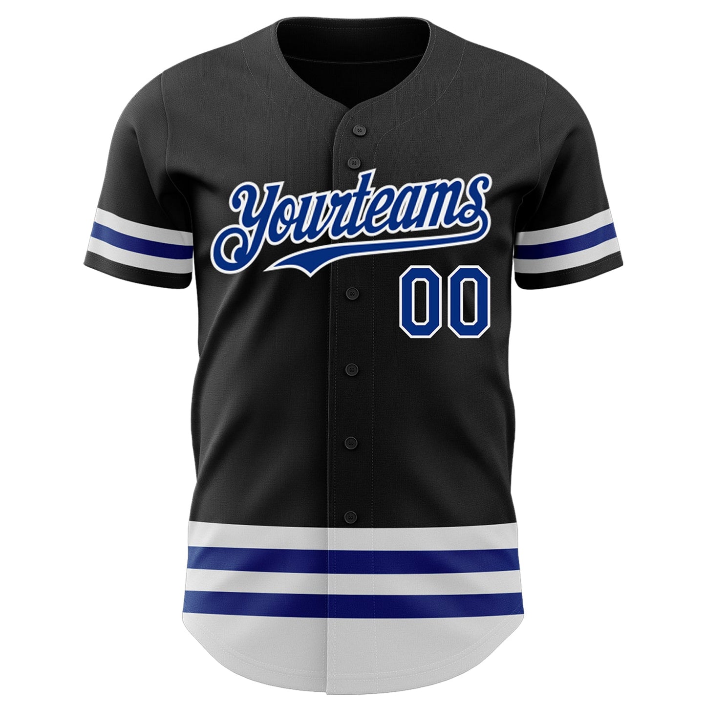 Custom Black Royal-White Line Authentic Baseball Jersey view 2