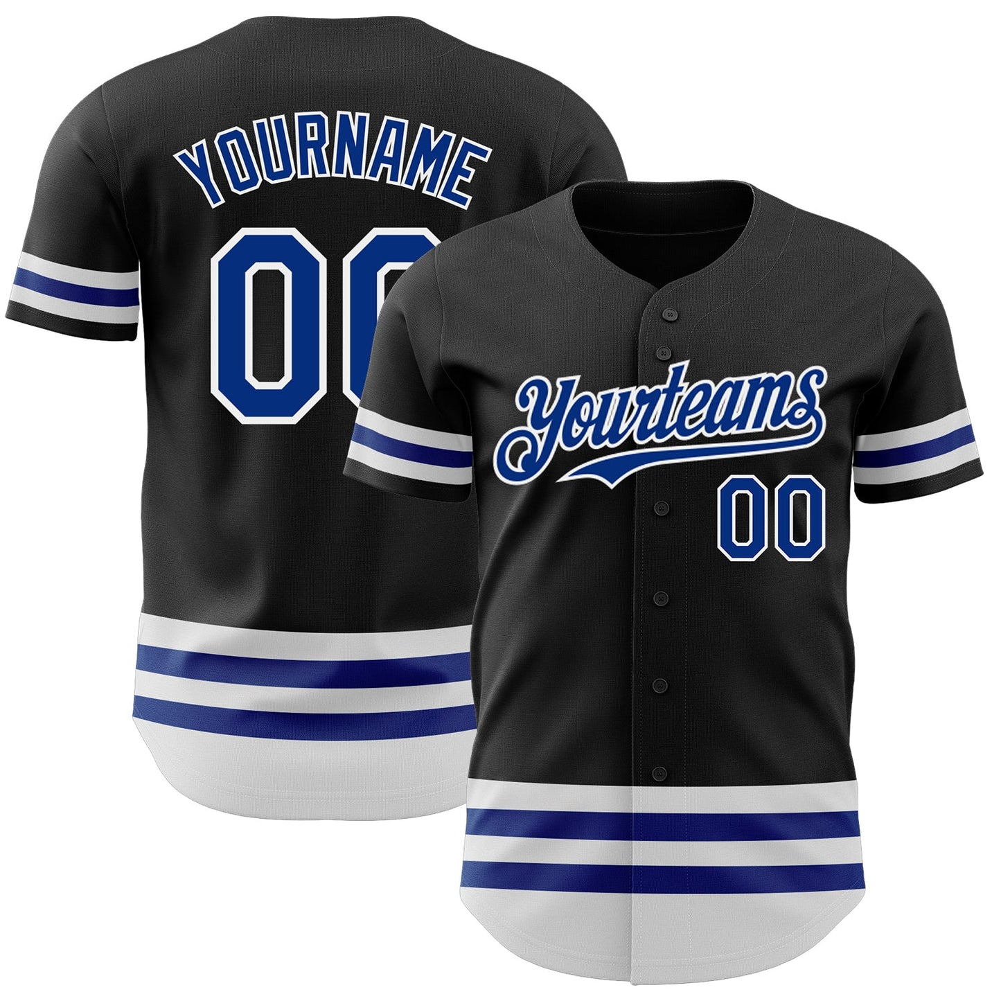 Custom Black Royal-White Line Authentic Baseball Jersey - Main View
