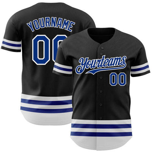 Custom Black Royal-White Line Authentic Baseball Jersey - Main View