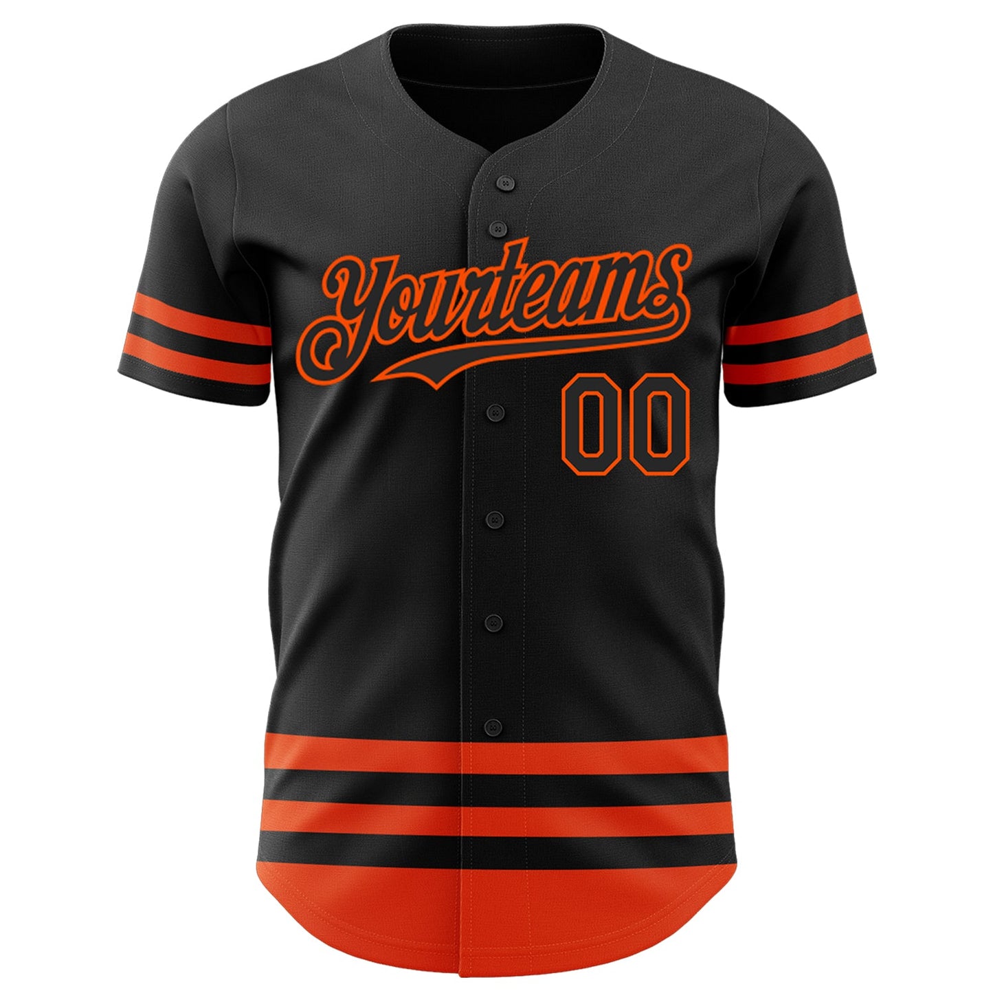 Custom Black Orange Line Authentic Baseball Jersey view 2