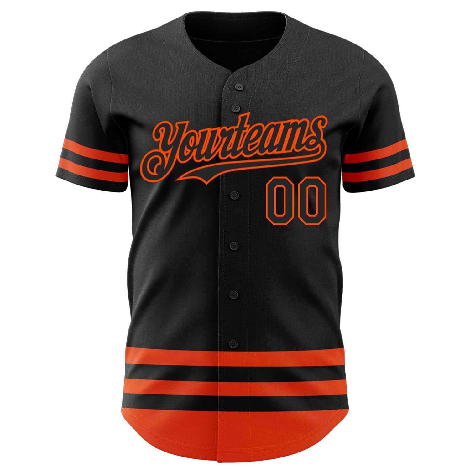 Custom Black Orange Line Authentic Baseball Jersey view 2