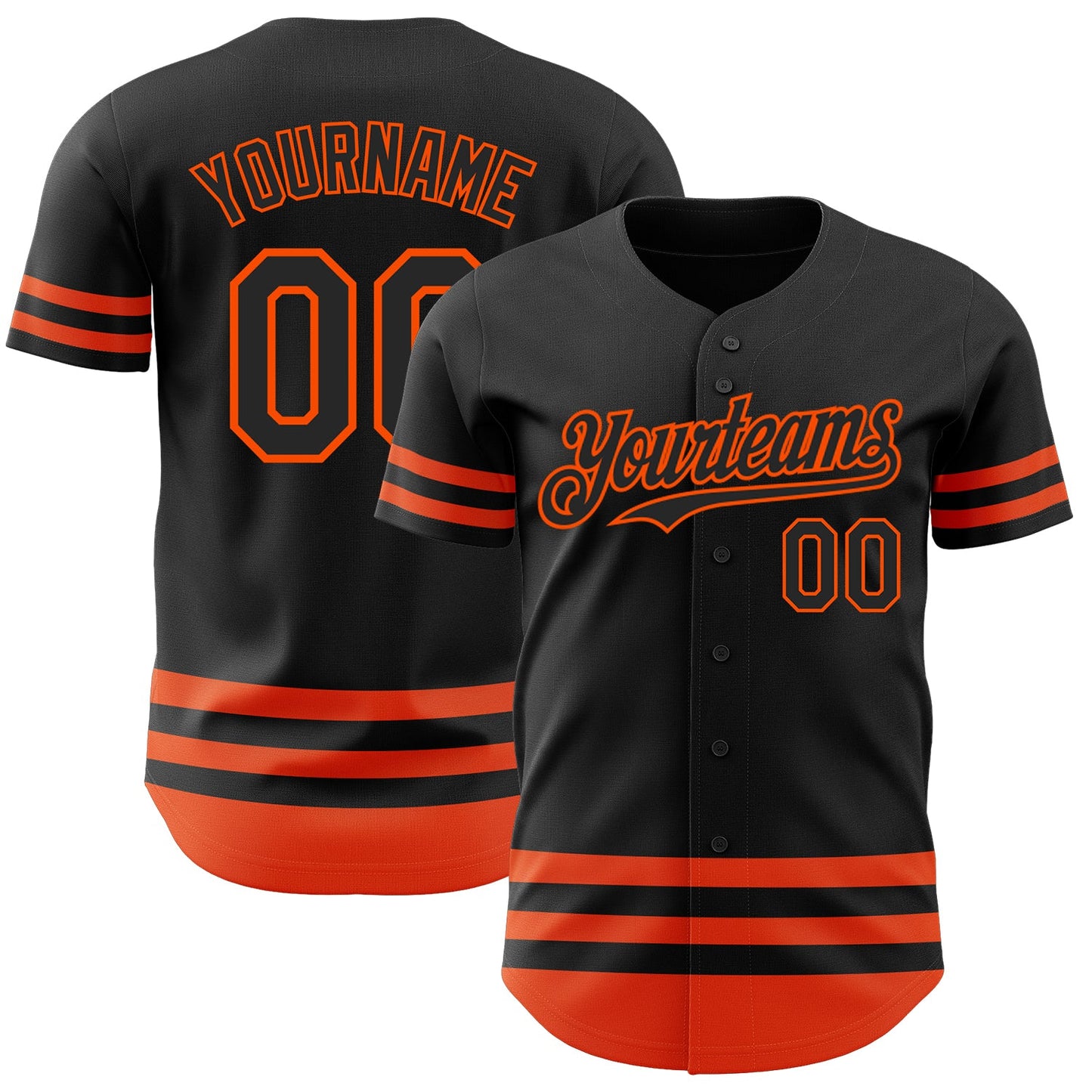 Custom Black Orange Line Authentic Baseball Jersey - Main View