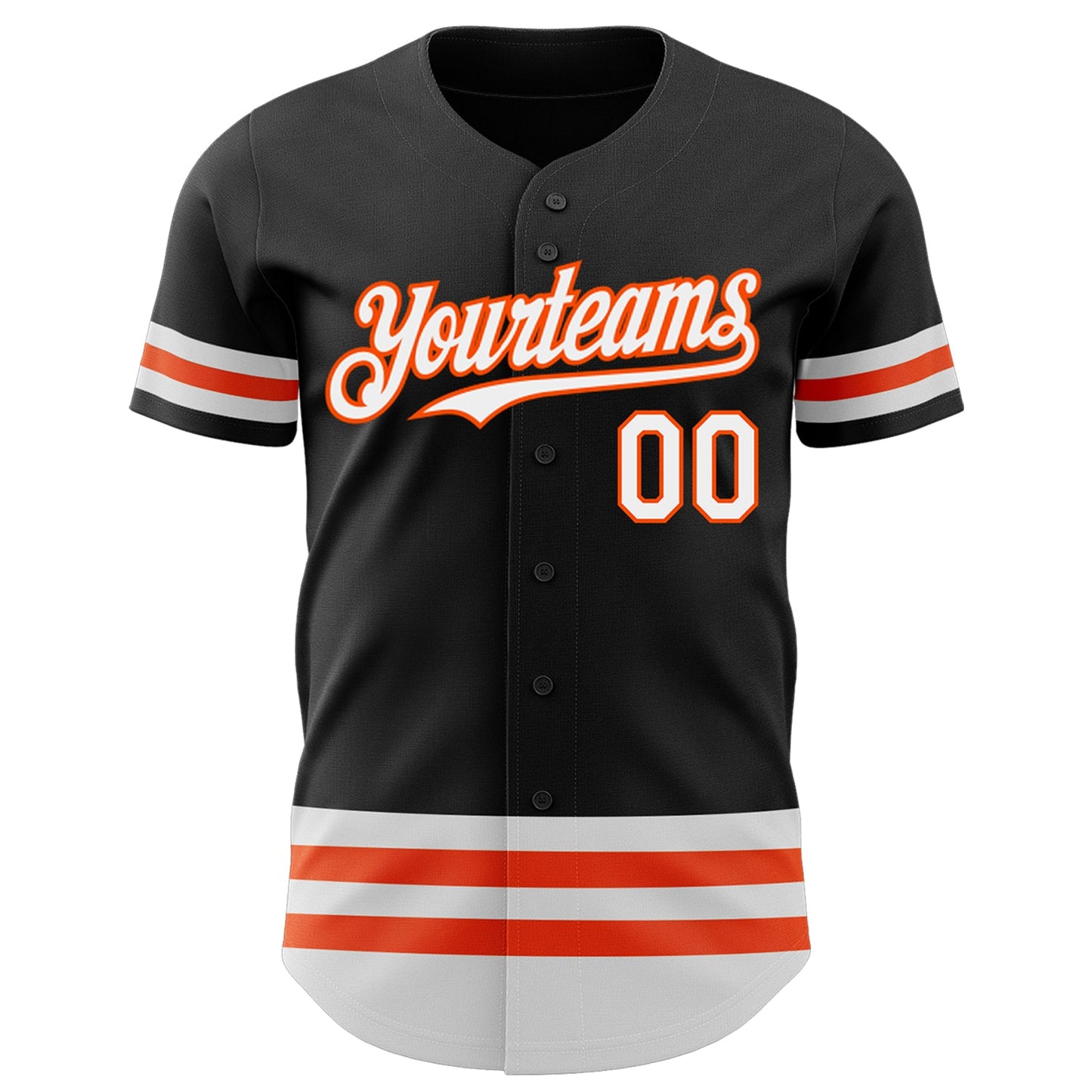 Custom Black White-Orange Line Authentic Baseball Jersey view 2