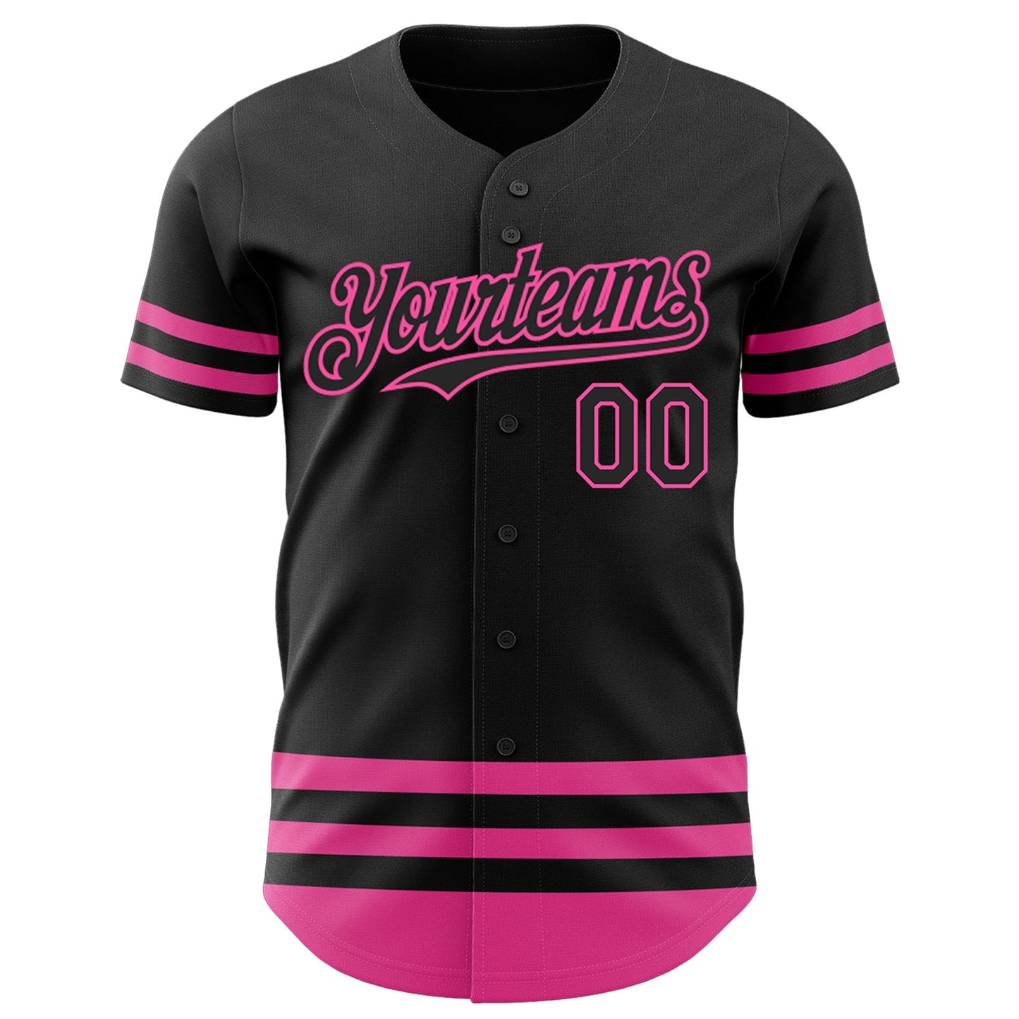 Custom Black Pink Line Authentic Baseball Jersey view 2