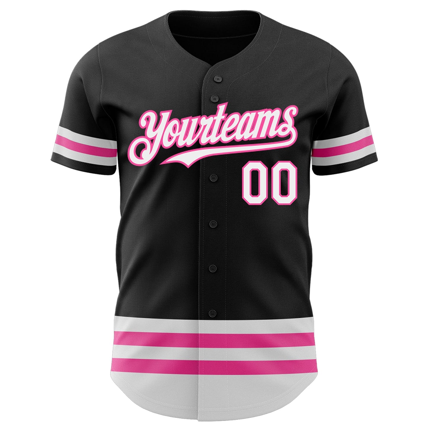 Custom Black White-Pink Line Authentic Baseball Jersey view 2