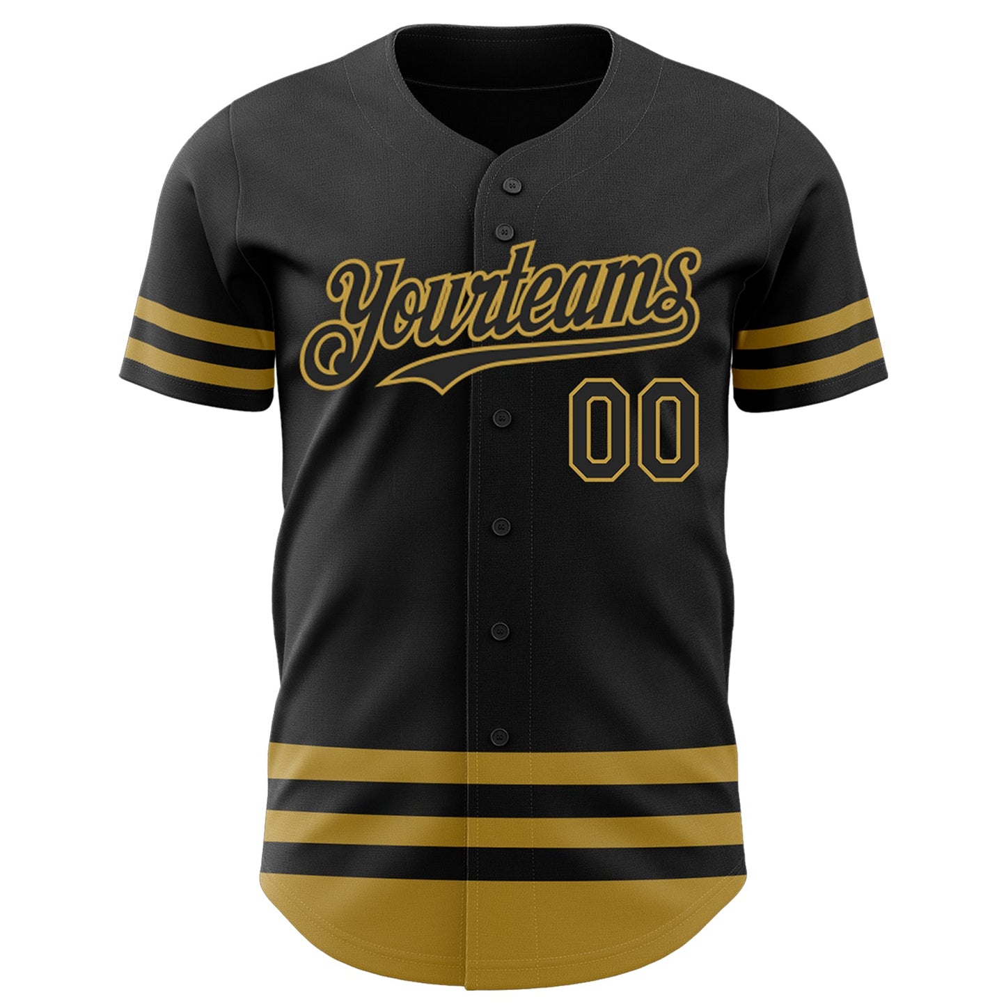 Custom Black Old Gold Line Authentic Baseball Jersey view 2
