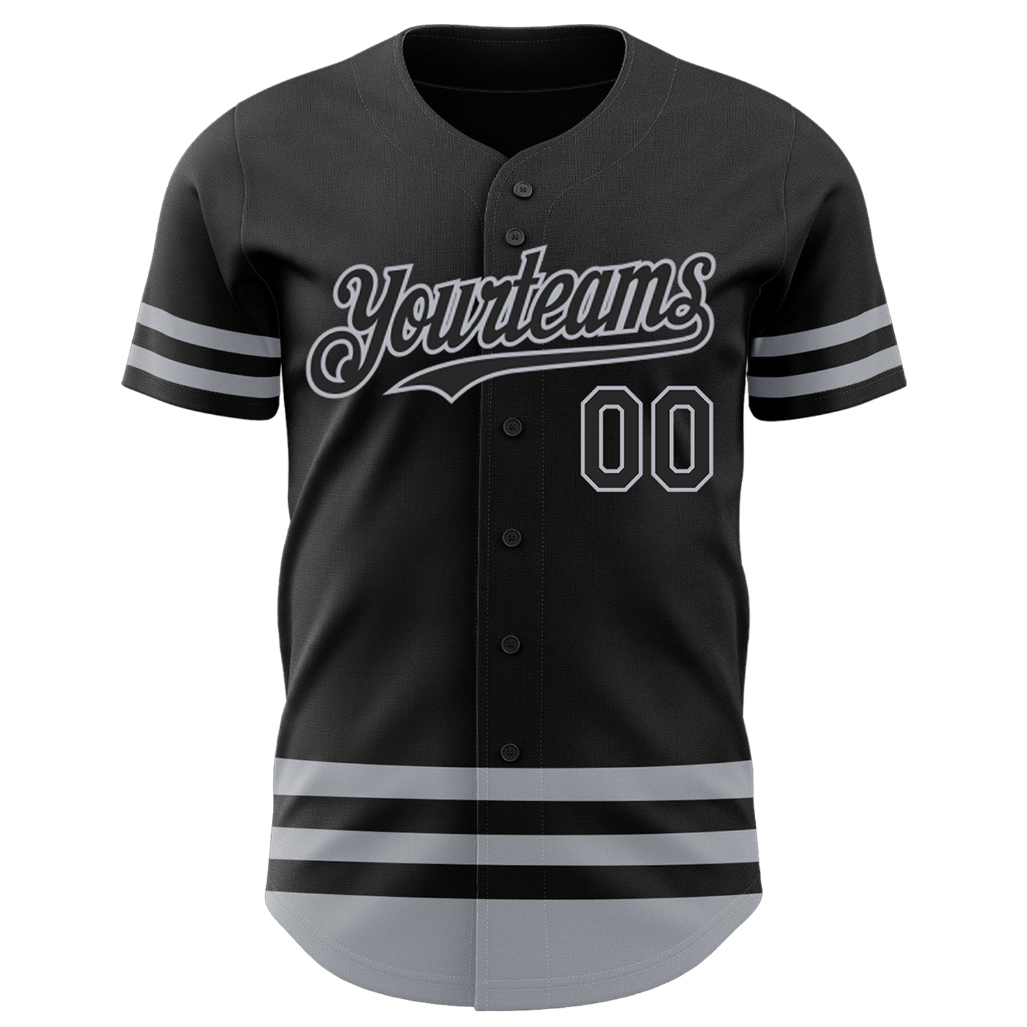 Custom Black Gray Line Authentic Baseball Jersey view 2