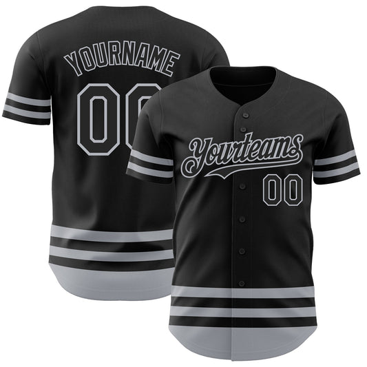 Custom Black Gray Line Authentic Baseball Jersey - Main View