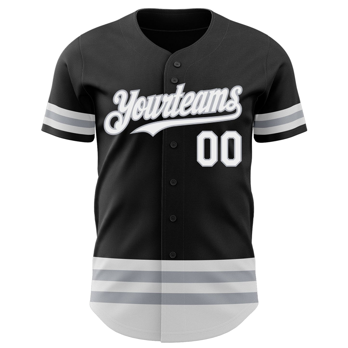 Custom Black White-Gray Line Authentic Baseball Jersey view 2
