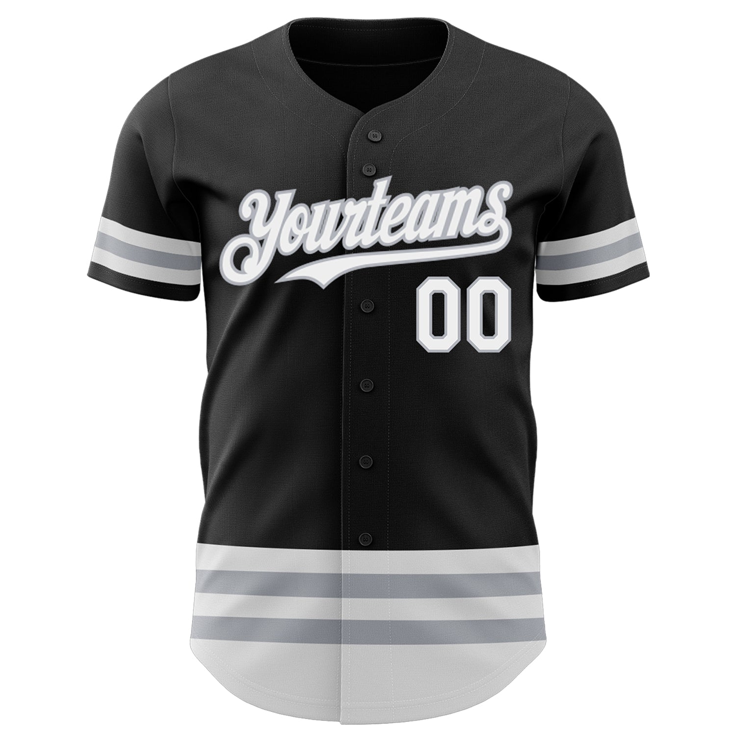 Custom Black White-Gray Line Authentic Baseball Jersey view 2