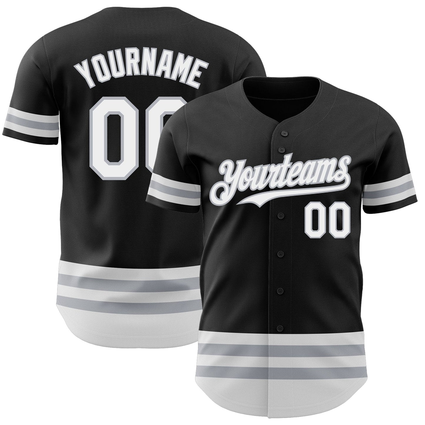 Custom Black White-Gray Line Authentic Baseball Jersey - Main View
