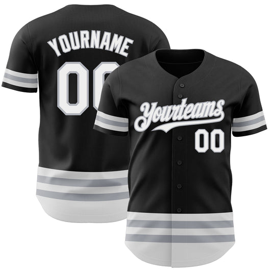 Custom Black White-Gray Line Authentic Baseball Jersey - Main View