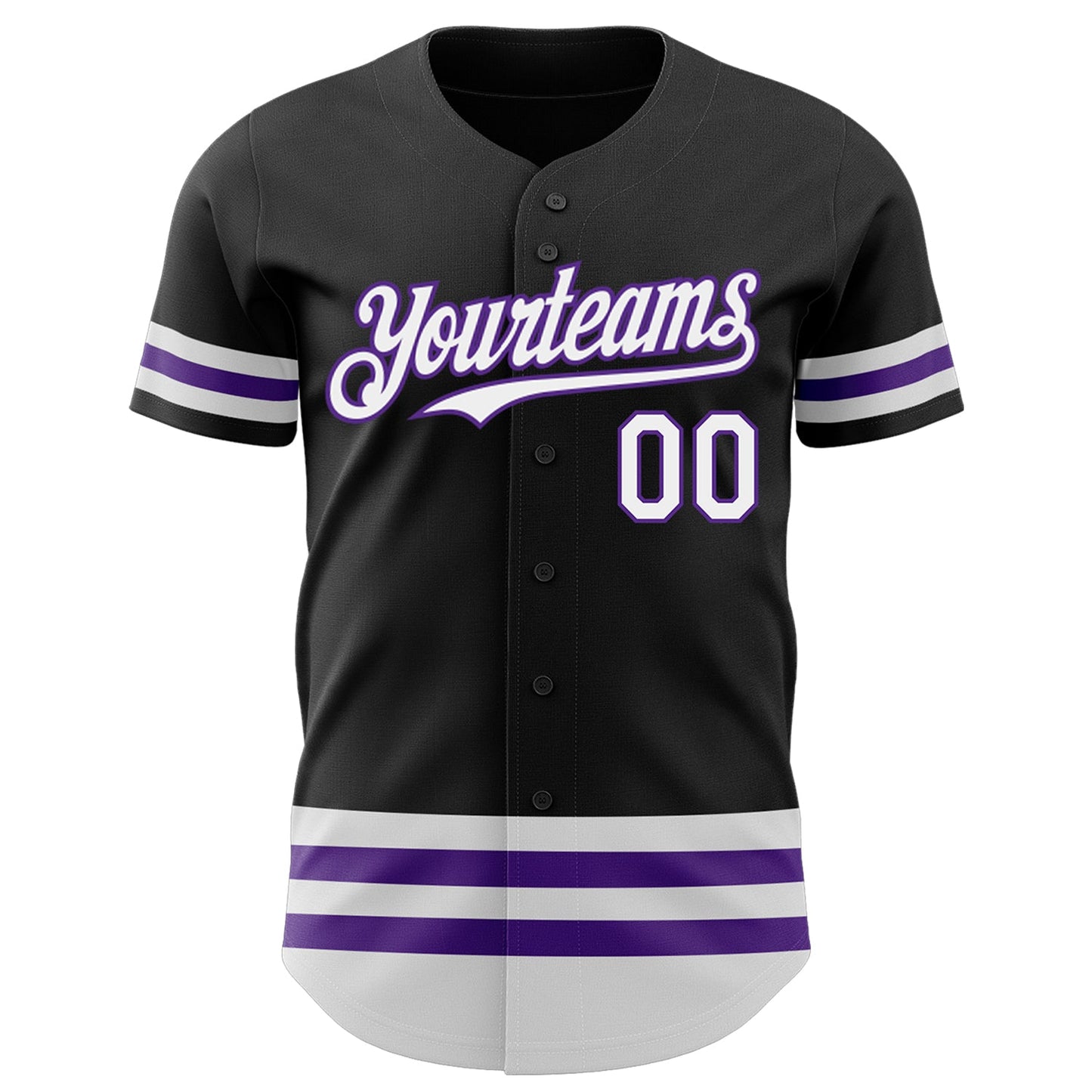 Custom Black White-Purple Line Authentic Baseball Jersey view 2