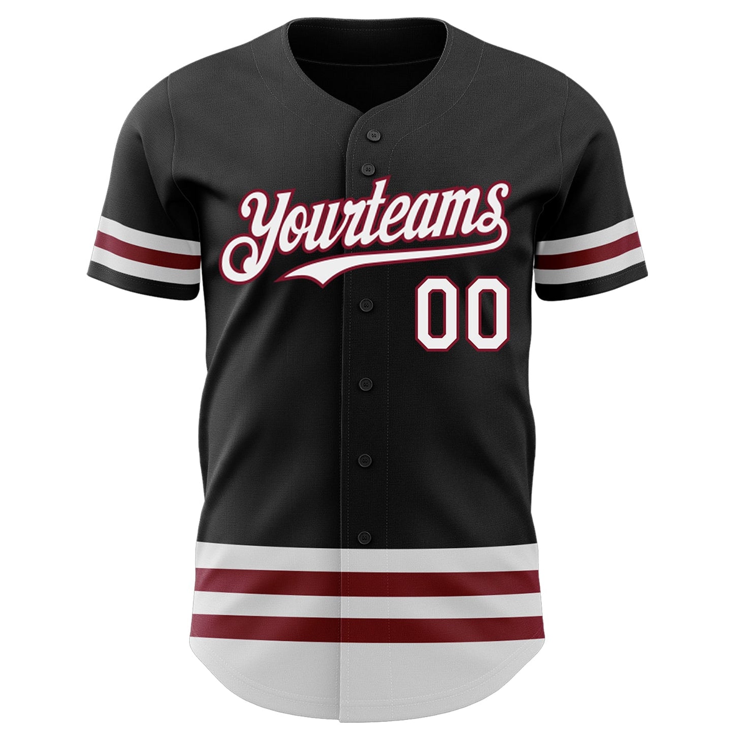 Custom Black White-Crimson Line Authentic Baseball Jersey view 2