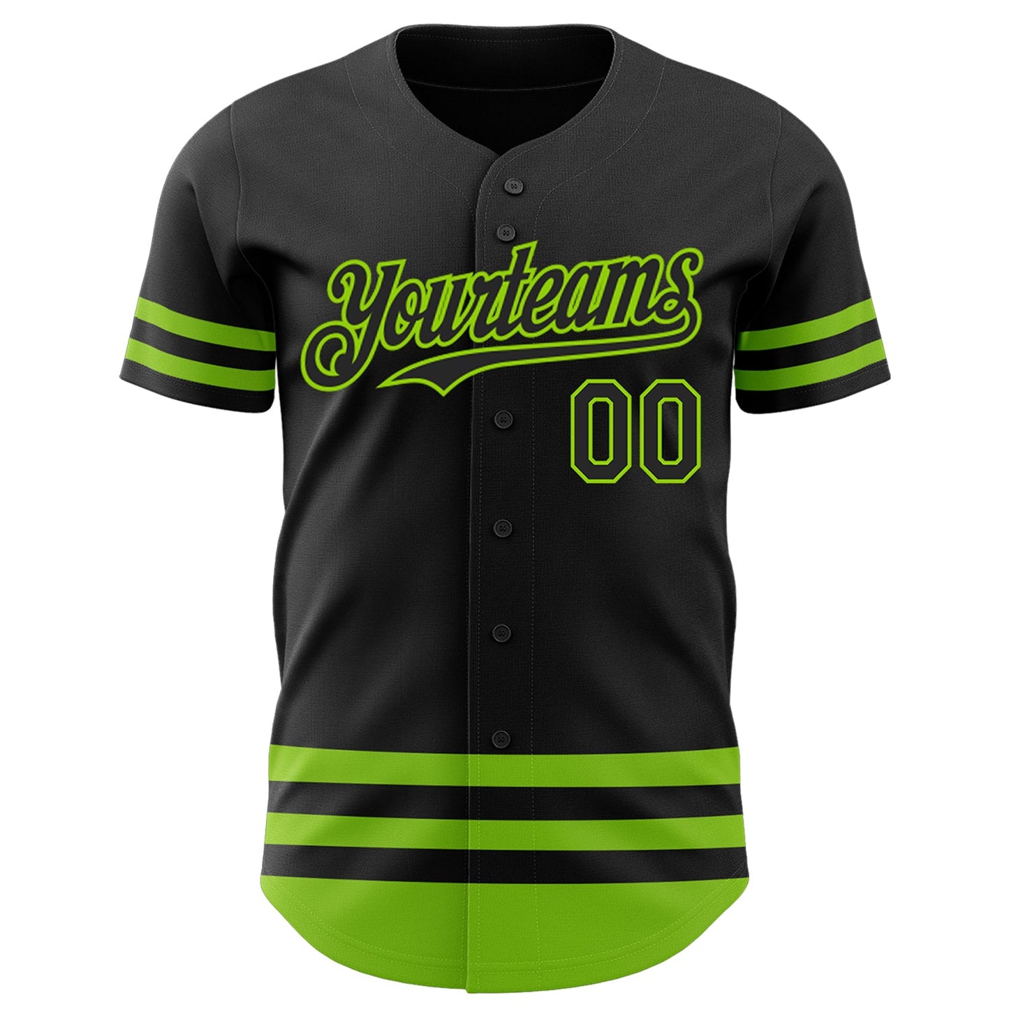 Custom Black Neon Green Line Authentic Baseball Jersey view 2