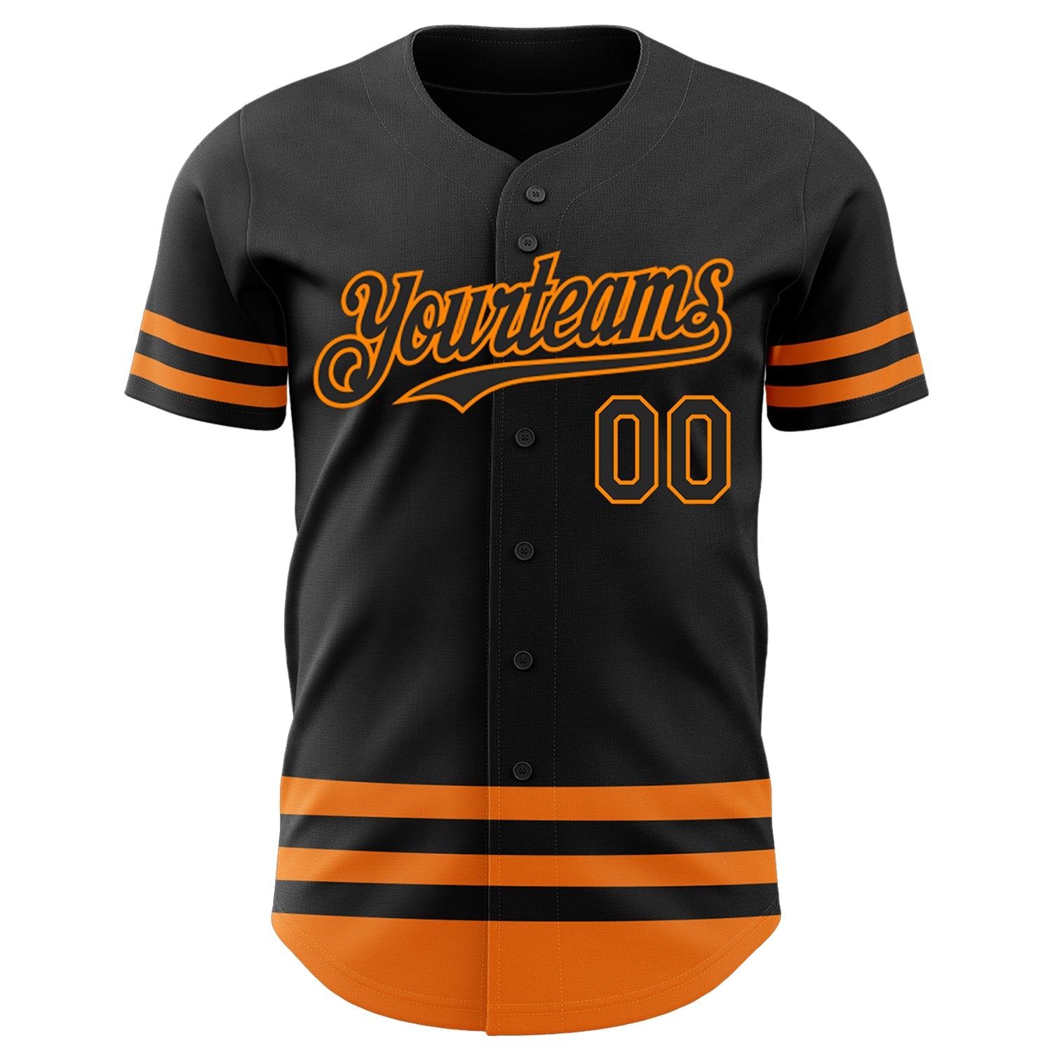 Custom Black Bay Orange Line Authentic Baseball Jersey view 2