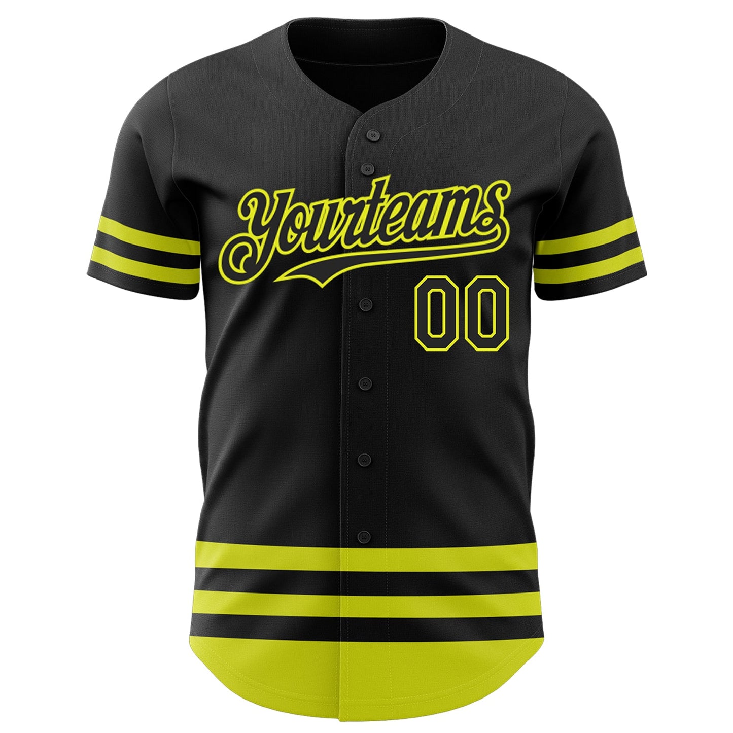 Custom Black Neon Yellow Line Authentic Baseball Jersey view 2