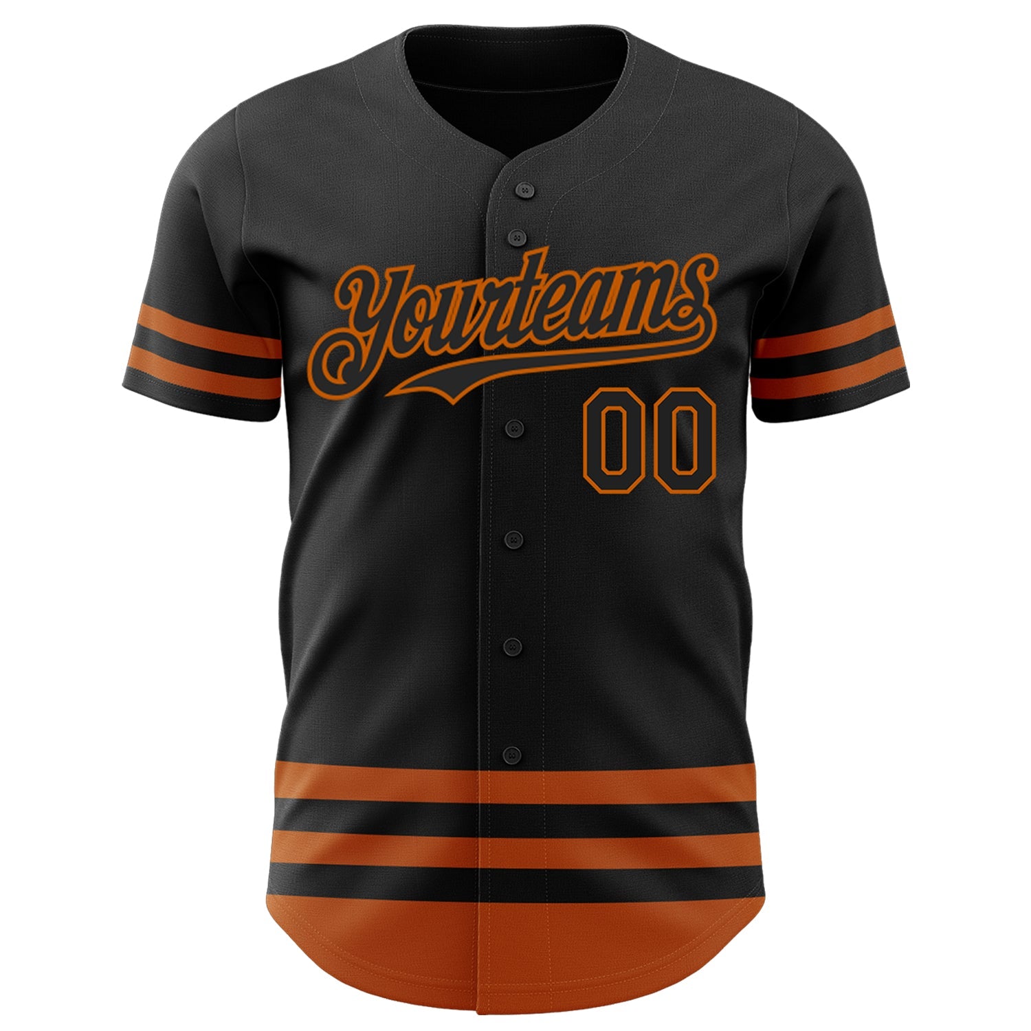 Custom Black Texas Orange Line Authentic Baseball Jersey view 2
