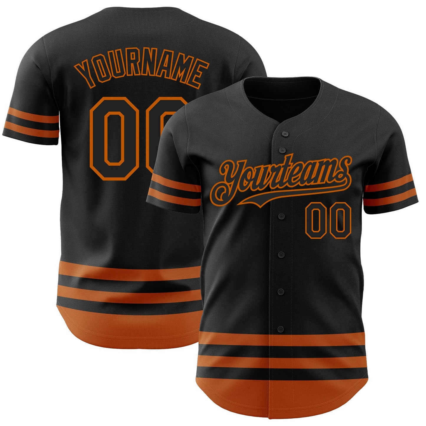 Custom Black Texas Orange Line Authentic Baseball Jersey - Main View