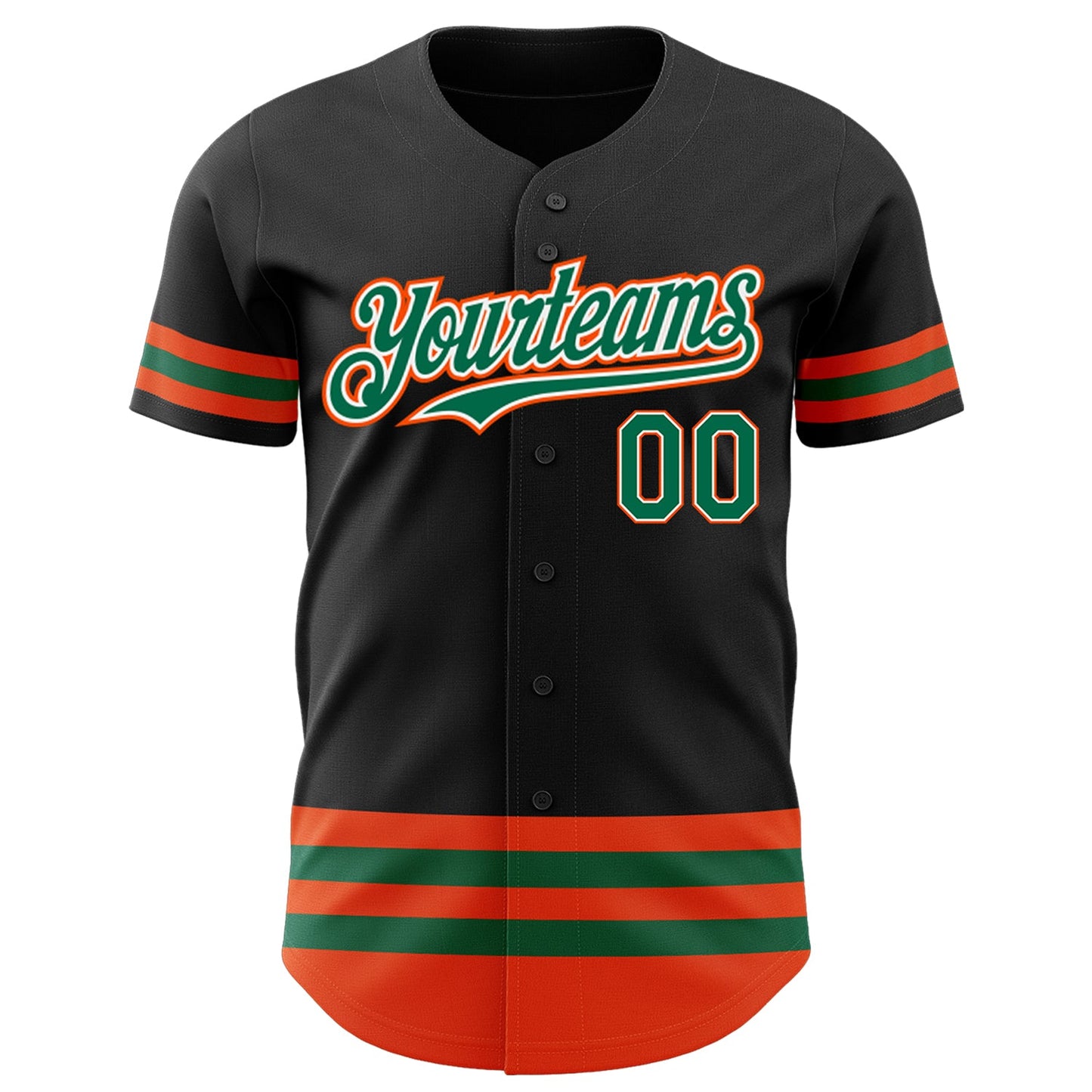 Custom Black Kelly Green-Orange Line Authentic Baseball Jersey view 2