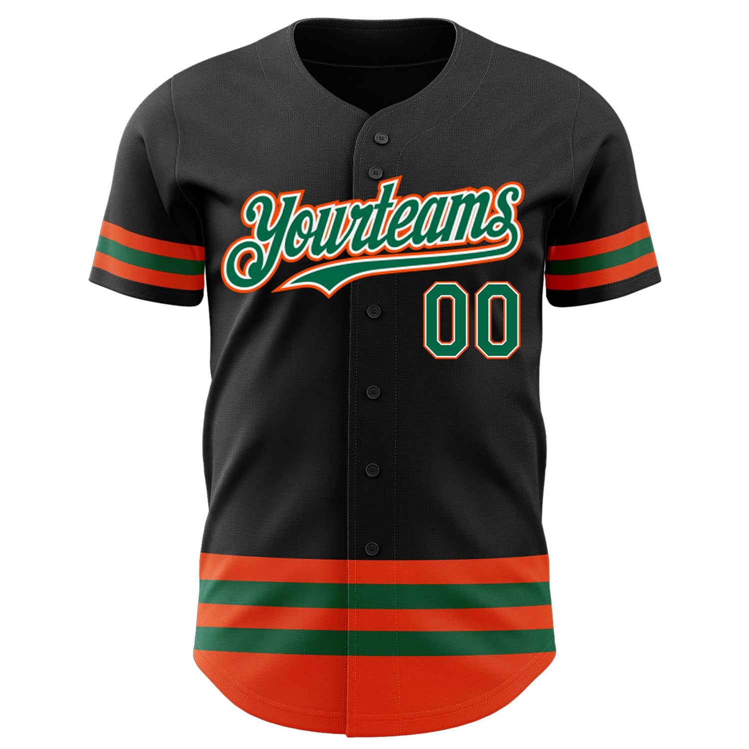 Custom Black Kelly Green-Orange Line Authentic Baseball Jersey view 2