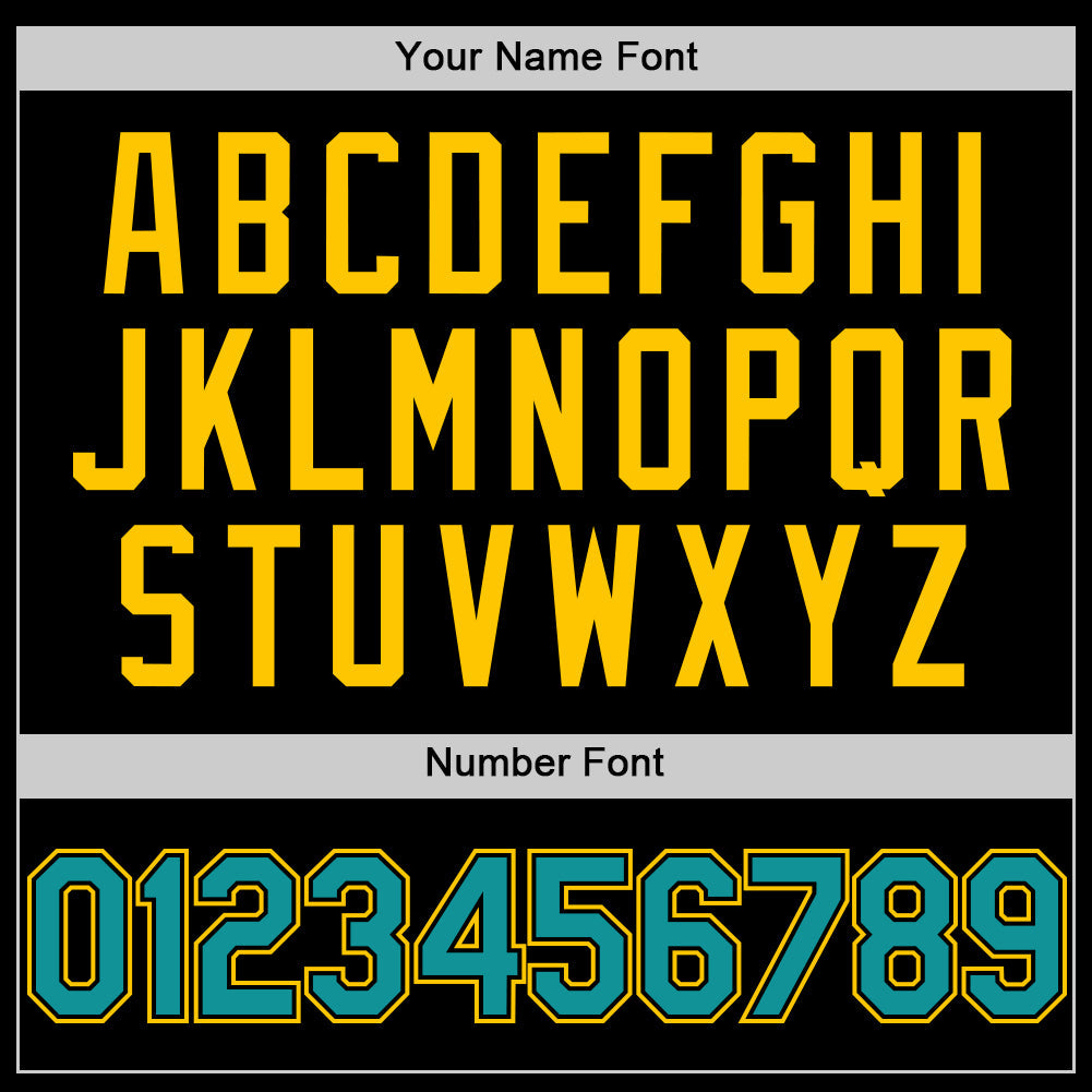 Custom Black Teal-Yellow Line Authentic Baseball Jersey view 5