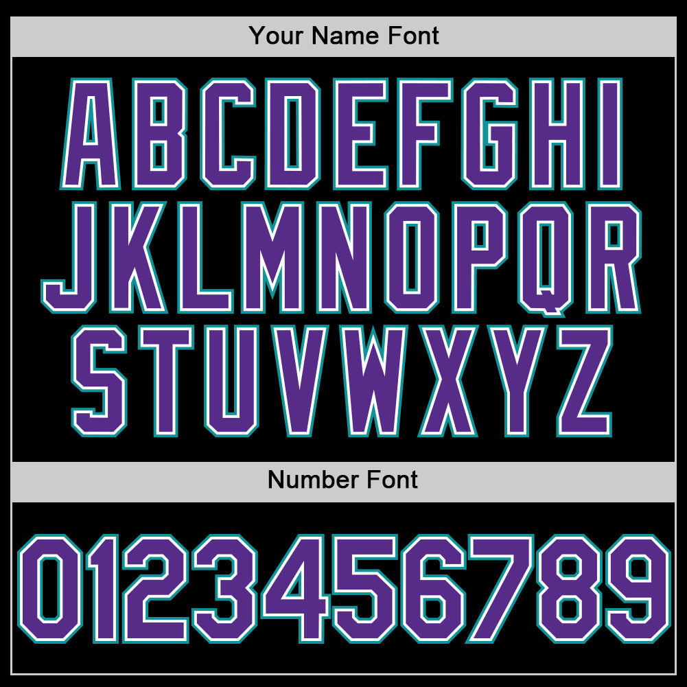 Custom Black Purple-Teal Line Authentic Baseball Jersey view 5