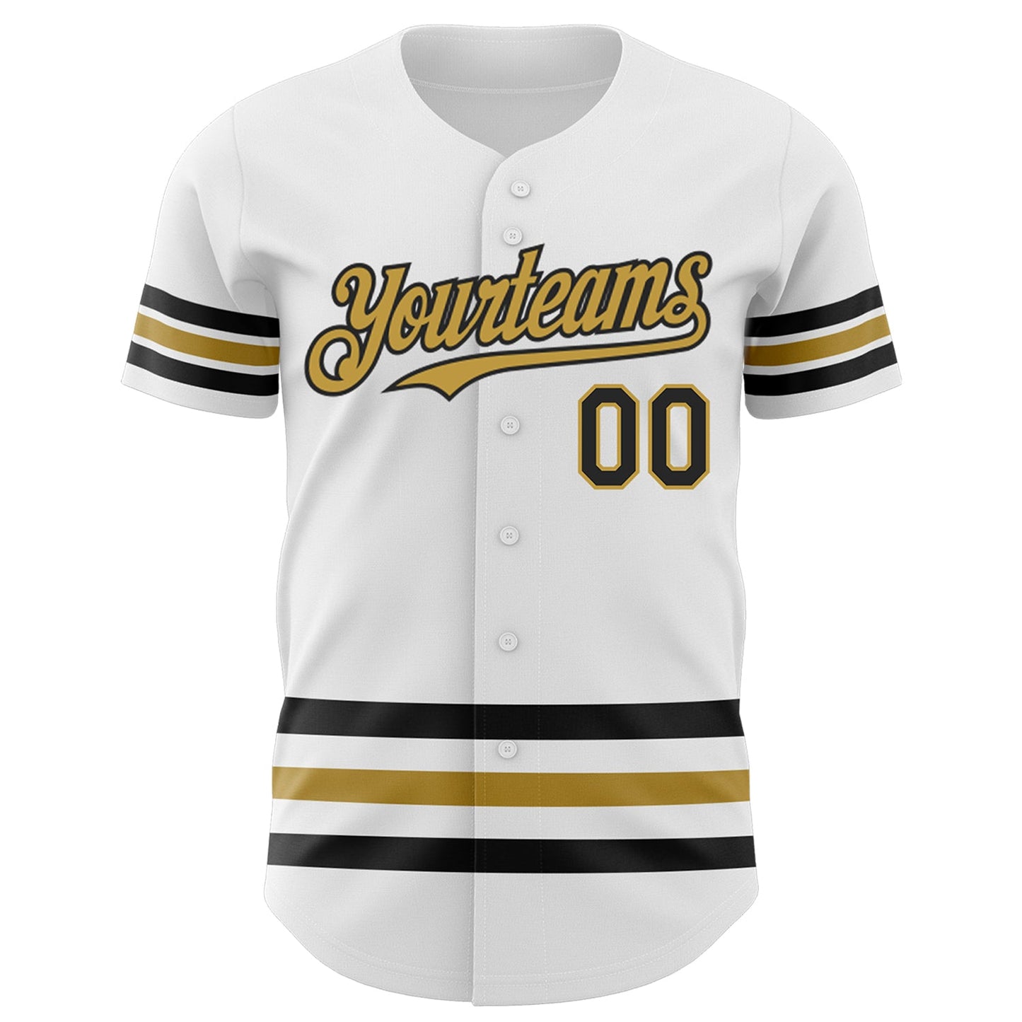 Custom White Black-Old Gold Line Authentic Baseball Jersey view 2