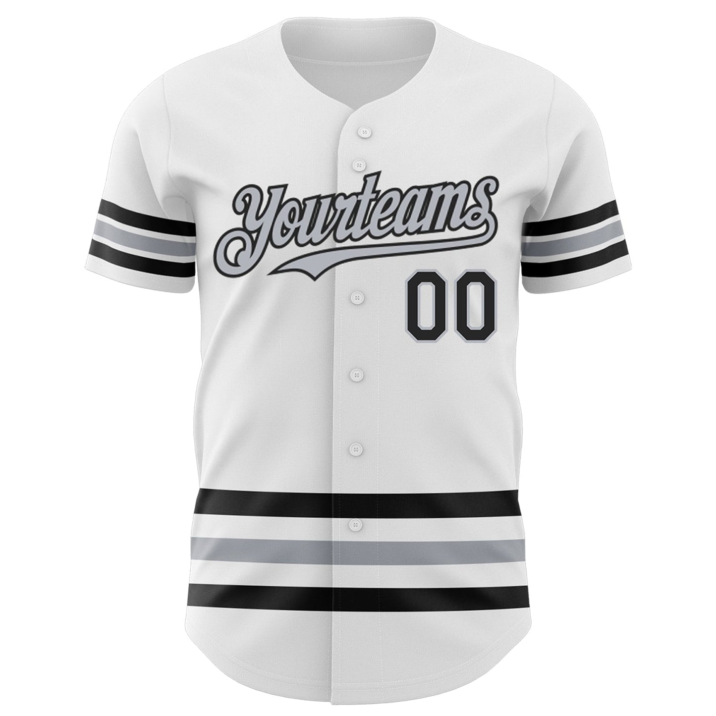 Custom White Black-Gray Line Authentic Baseball Jersey view 2