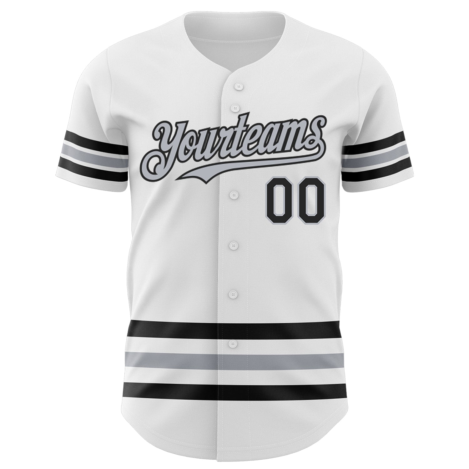 Custom White Black-Gray Line Authentic Baseball Jersey view 2