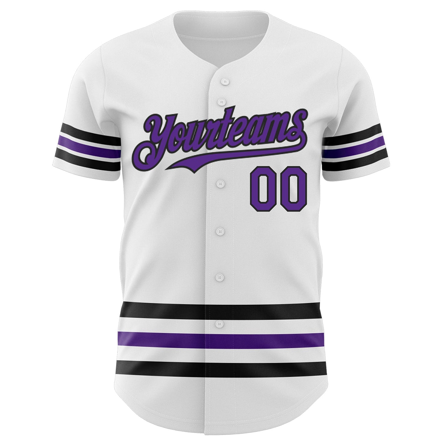 Custom White Purple-Black Line Authentic Baseball Jersey view 2
