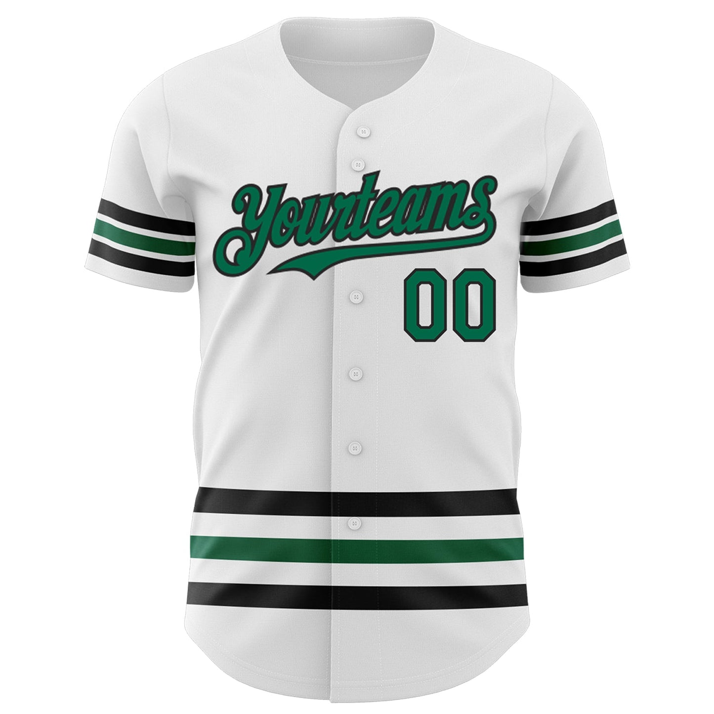 Custom White Kelly Green-Black Line Authentic Baseball Jersey view 2