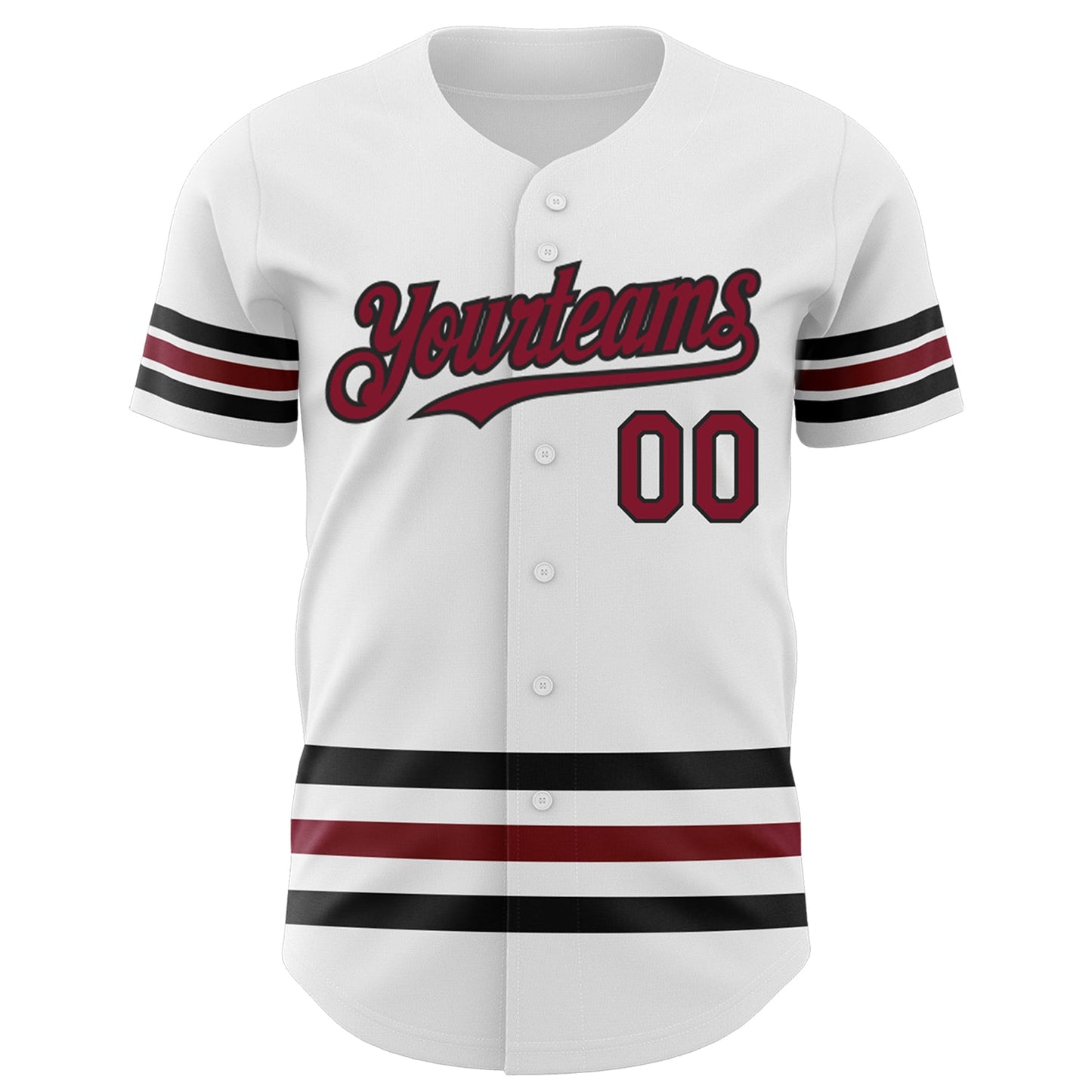 Custom White Crimson-Black Line Authentic Baseball Jersey view 3