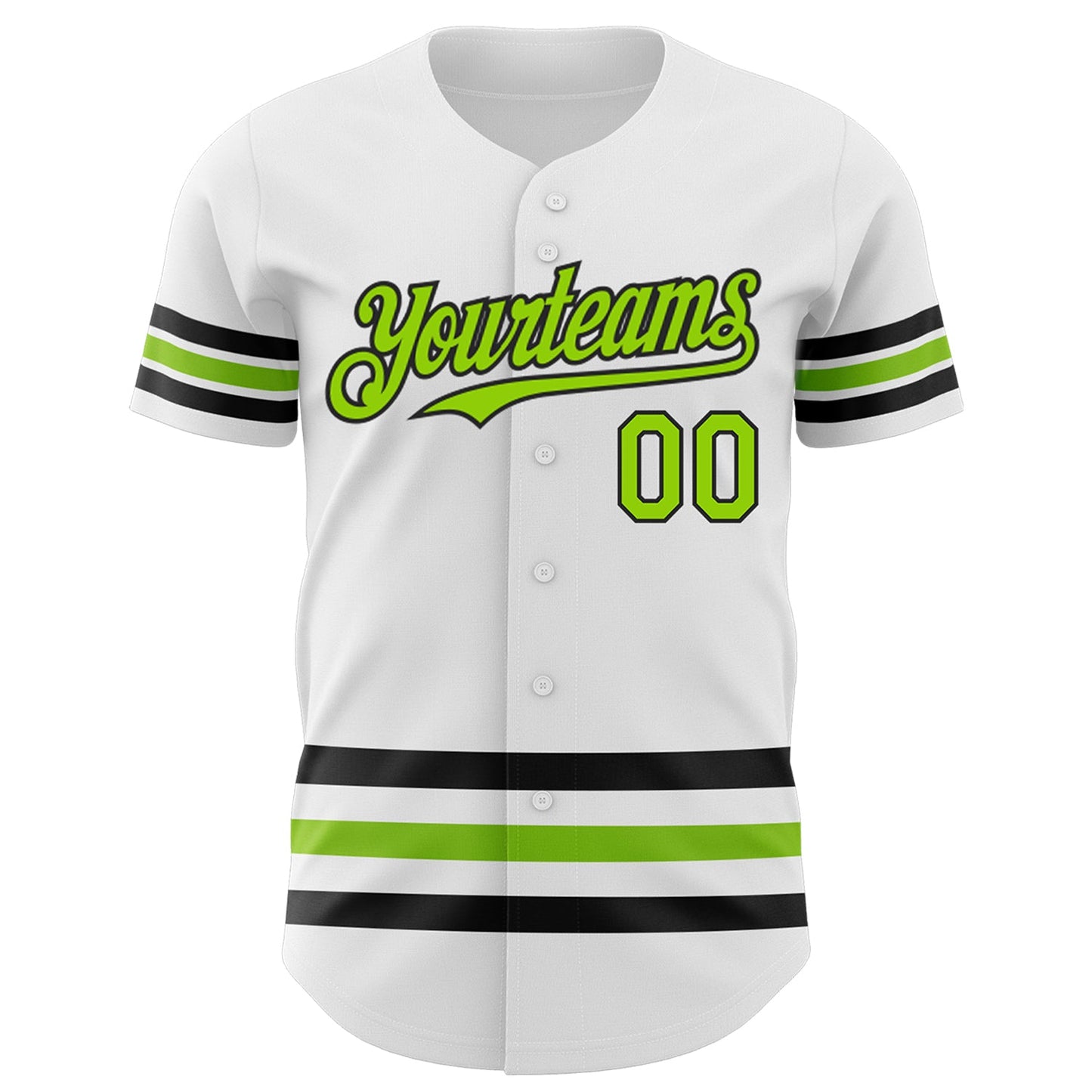 Custom White Neon Green-Black Line Authentic Baseball Jersey view 2