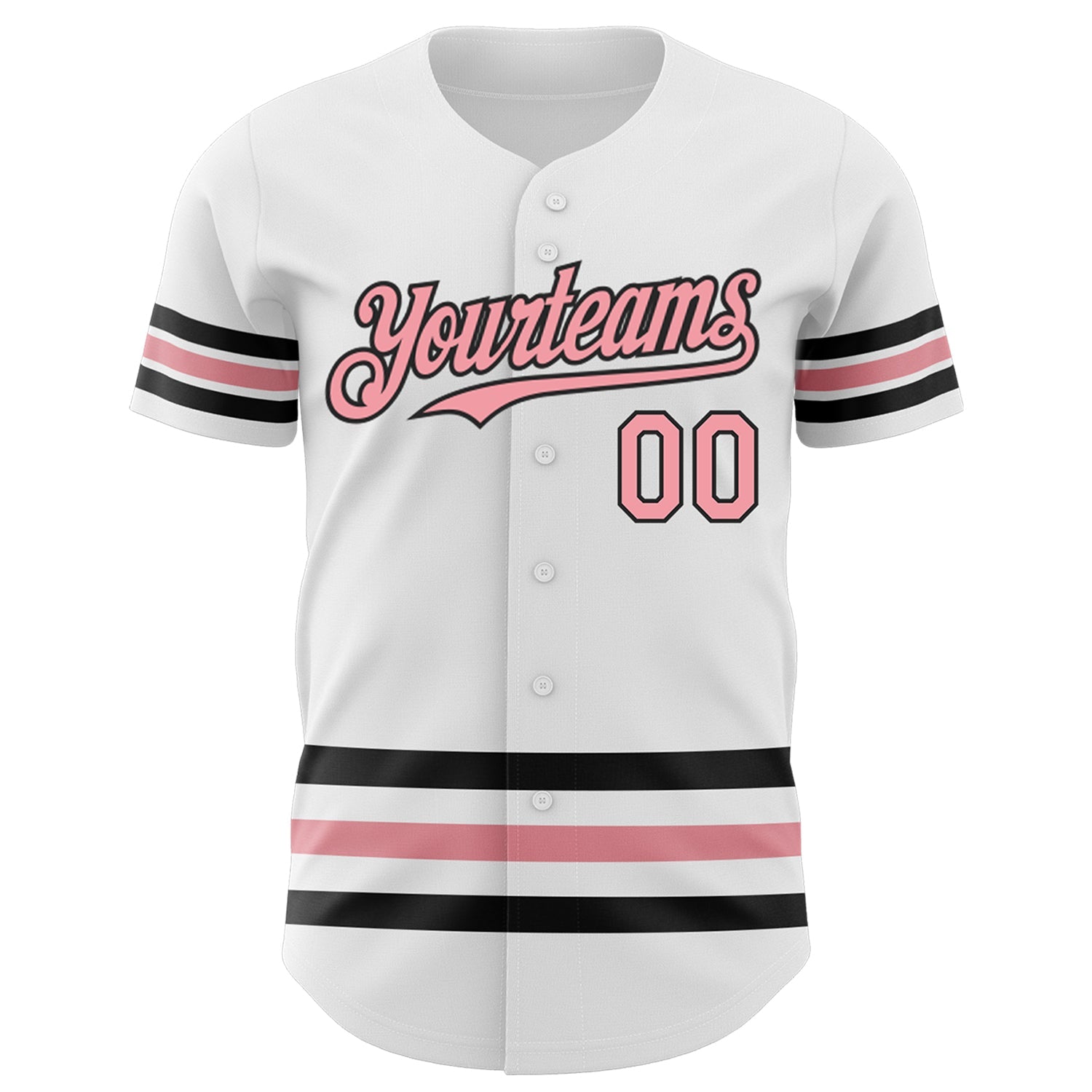 Custom White Medium Pink-Black Line Authentic Baseball Jersey view 2