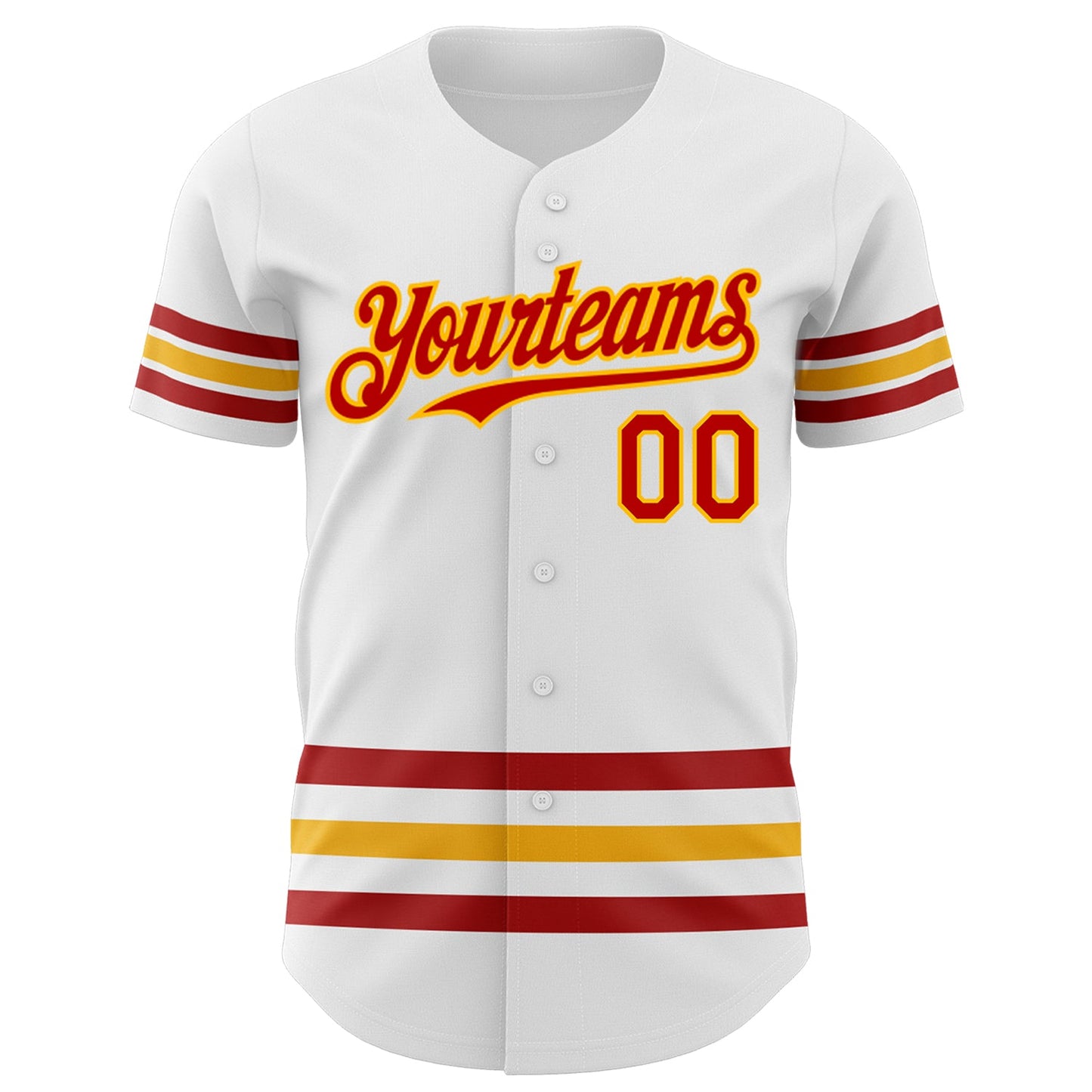 Custom White Red-Gold Line Authentic Baseball Jersey view 2