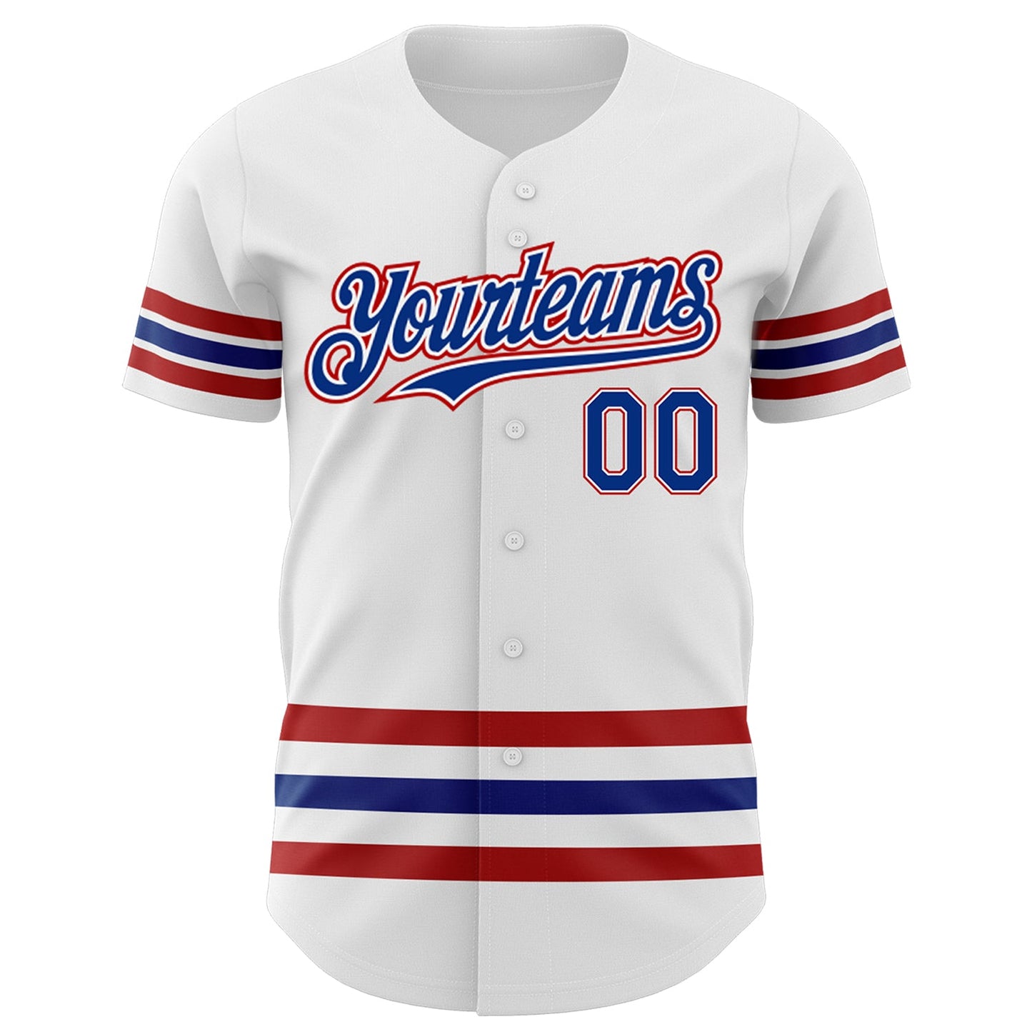 Custom White Royal-Red Line Authentic Baseball Jersey view 2