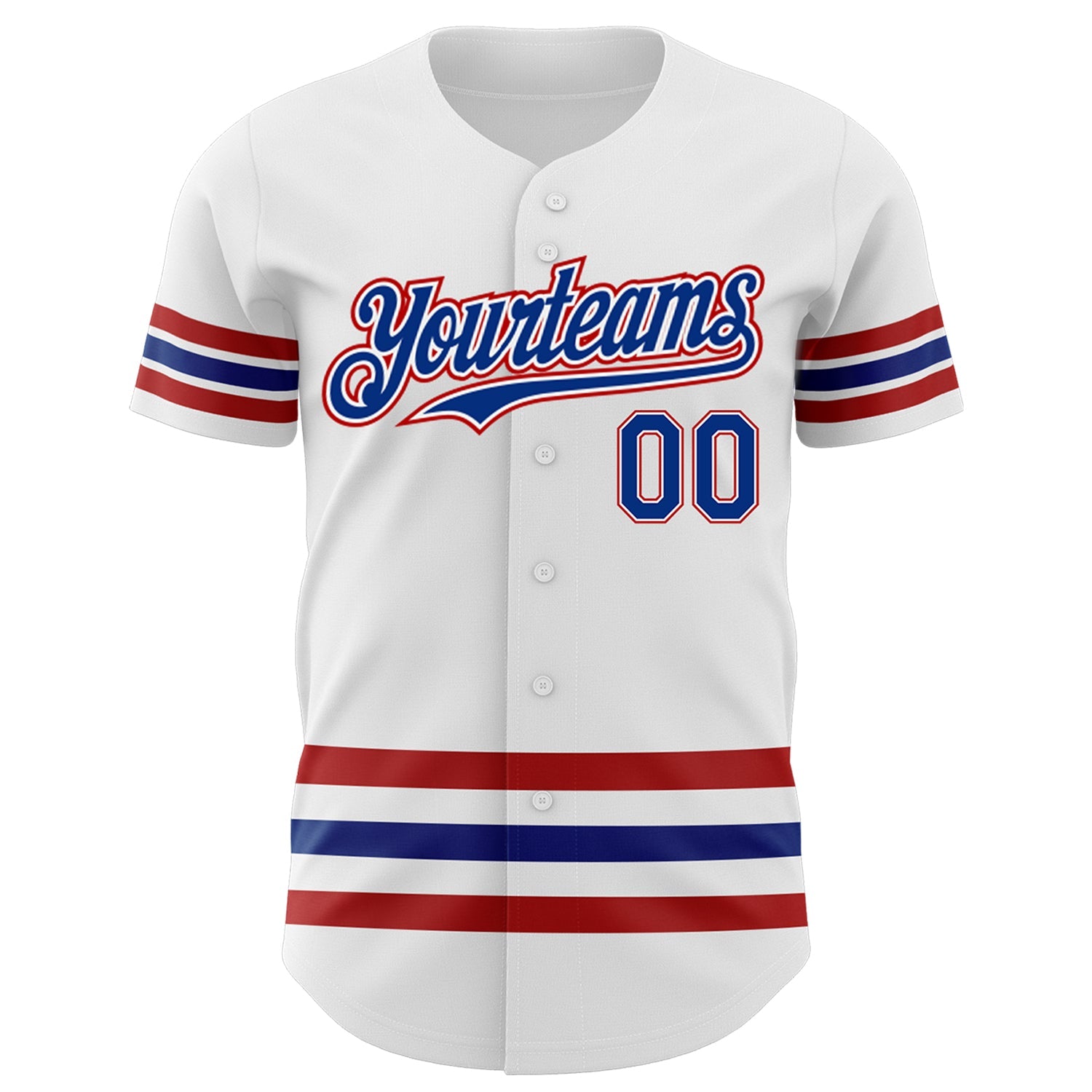 Custom White Royal-Red Line Authentic Baseball Jersey view 2