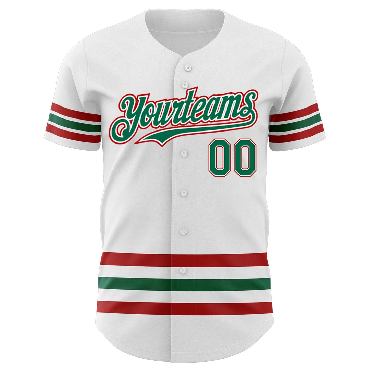 Custom White Kelly Green-Red Line Authentic Baseball Jersey view 2