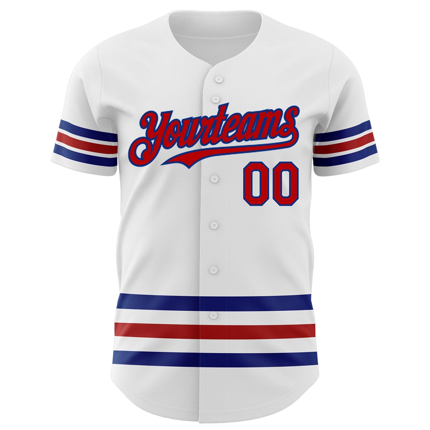 Custom White Red-Royal Line Authentic Baseball Jersey view 2