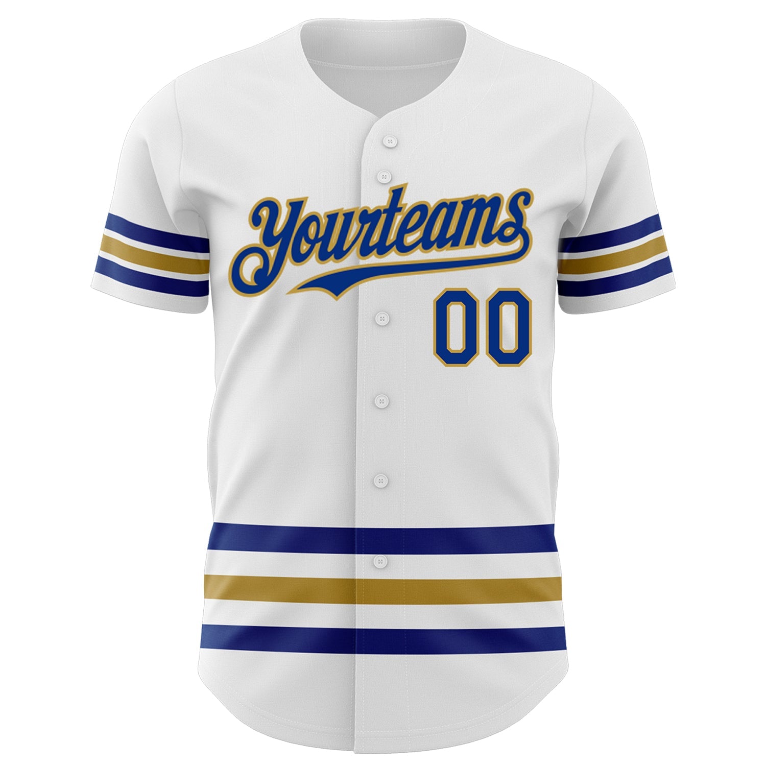Custom White Royal-Old Gold Line Authentic Baseball Jersey view 2