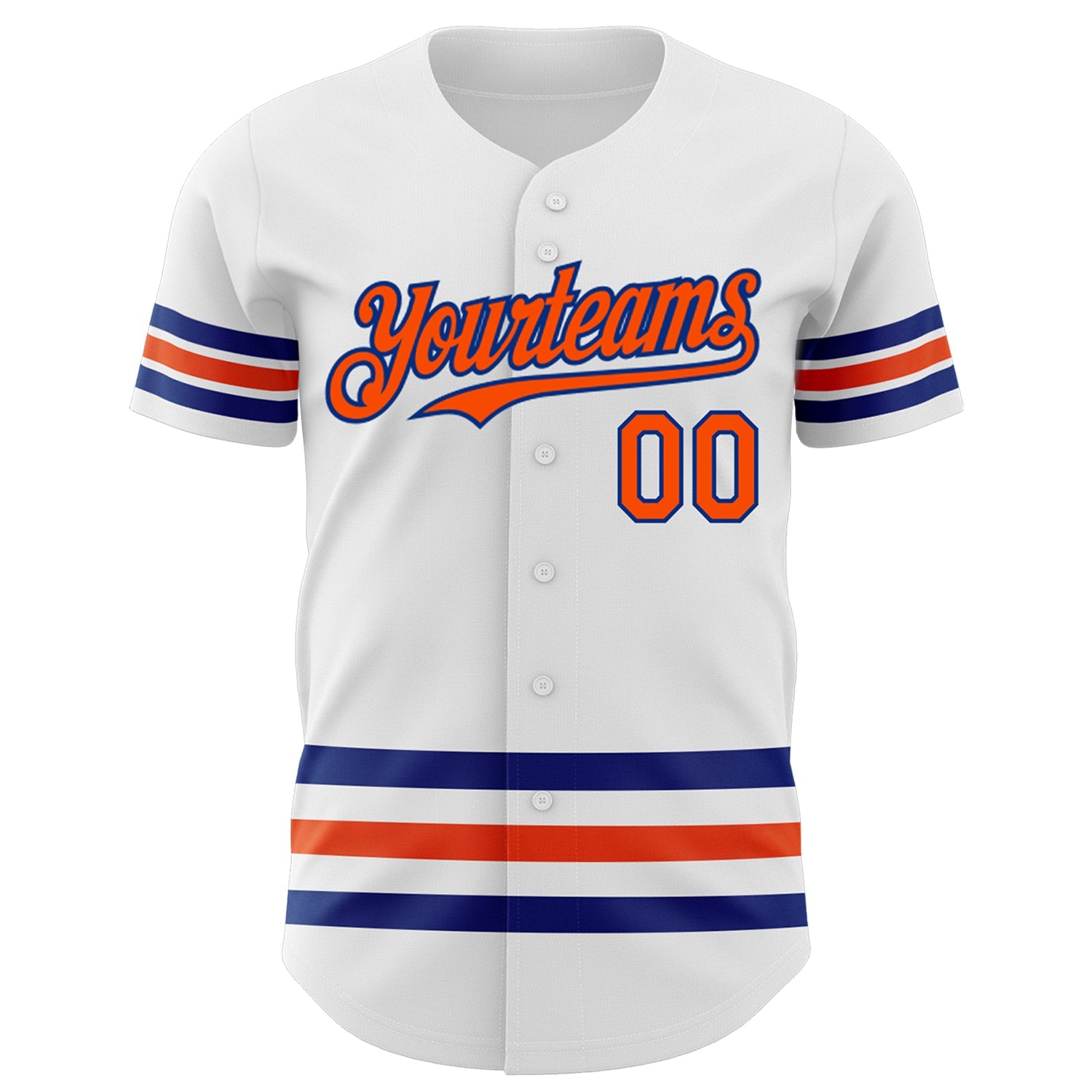 Custom White Orange-Royal Line Authentic Baseball Jersey view 2