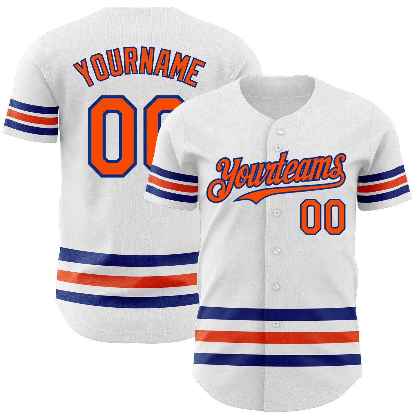 Custom White Orange-Royal Line Authentic Baseball Jersey - Main View