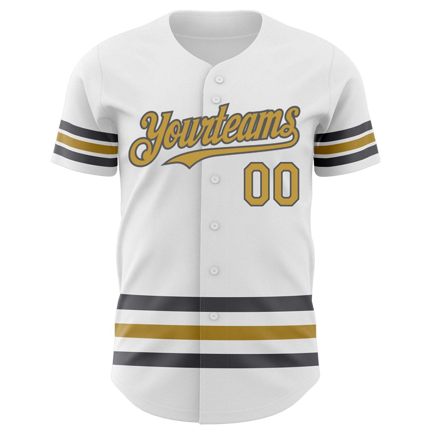 Custom White Old Gold-Steel Gray Line Authentic Baseball Jersey view 2