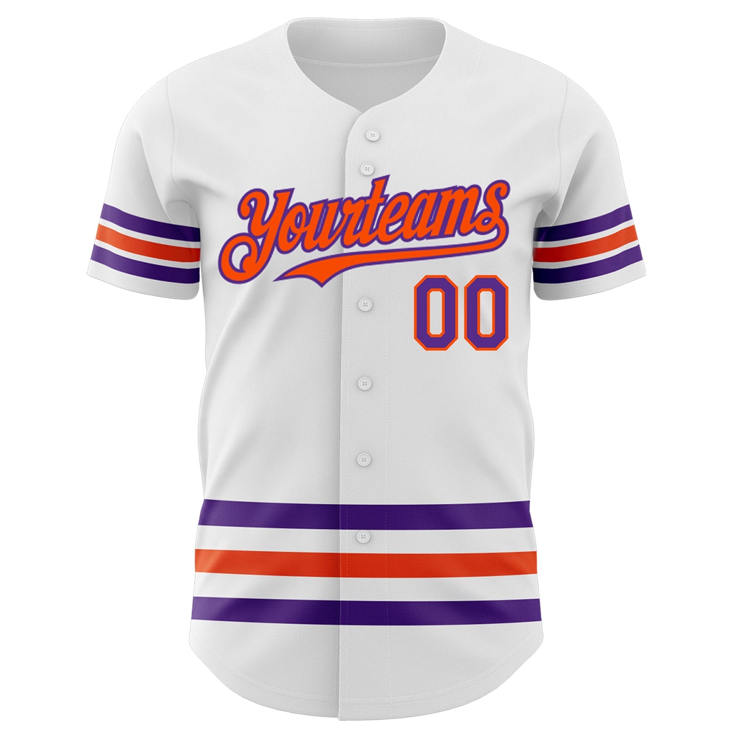 Custom White Purple-Orange Line Authentic Baseball Jersey view 2