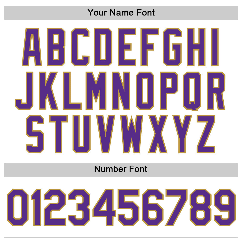 Custom White Purple-Old Gold Line Authentic Baseball Jersey view 5